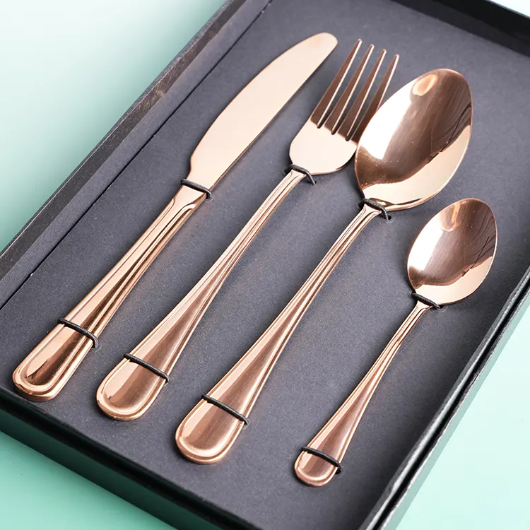 गर्म बेच स्टेनलेस स्टील दर्पण Flatware के लिए घरेलू गुलाब सोना मढ़वाया मिठाई कॉफी चम्मच कटलरी सेट Flatwar बुध