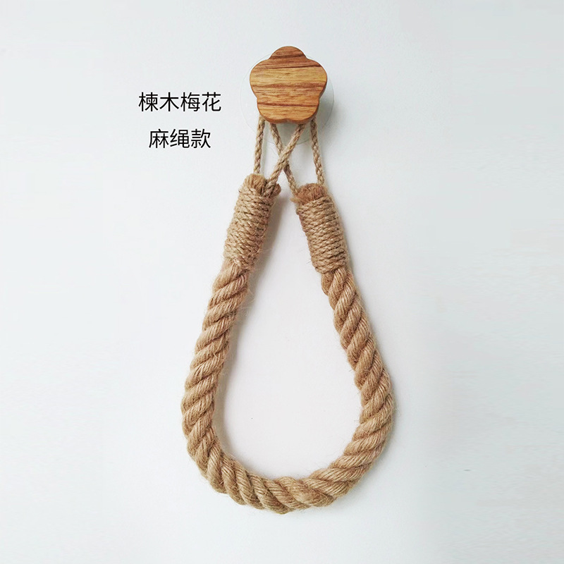 Linden wood plum blossom piece-hemp rope paper towel holder
