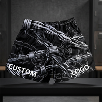 Shorts décontractés pour hommes avec logo personnalisé, imprimé fil de fer barbelé, taille mi-haute, élastiques, respirants, en polyester, impression par sublimation