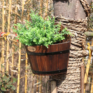 Support de pot de fleurs en bois massif, idyllique, créatif, mural, panier suspendu - Product Image 5