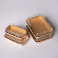 Boîte à sushi jetable écologique en papier kraft avec couvercle en PET transparent, impression personnalisée en feuille d'aluminium pour la restauration à emporter, OEM