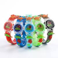 Reloj Infantil con Correa de PVC Luminosa y Brillante, Diseño de Dinosaurio 3D, Ideal para Regalo de Cumpleaños