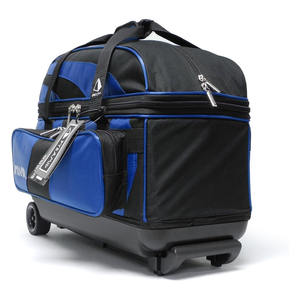 Échantillon gratuit Sac de bowling de luxe à double roulettes avec logo personnalisé Roues de sport Sac de bowling à roulettes pour 2 boules - Product Image 1