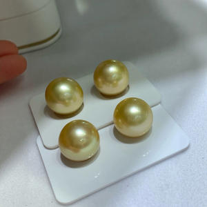 Perlas Sueltas Naturales de Oro de la Marca Wenchi, China, 14-15 mm, Color Oro Champán, Perlas Redondas con Orificio, Extremadamente Impecables, en Caja de Regalo, Venta al por Mayor - Product Image 4