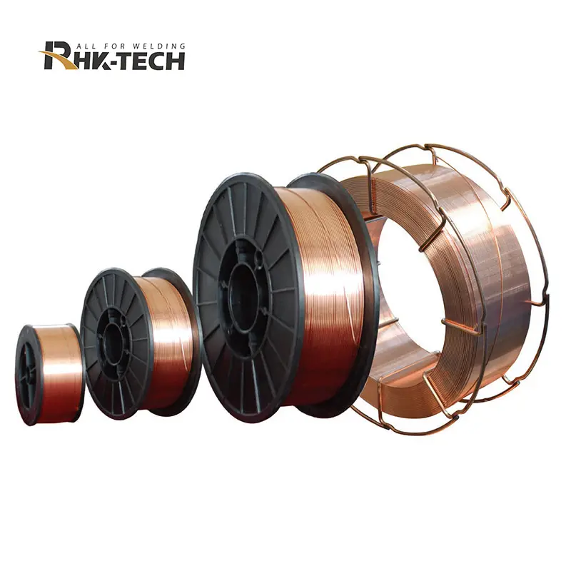 RHK Chất Lượng Cao Thép Nhẹ Đồng Tráng 0.8 Mét 1.0 Mét 1.2 Mét 1.6 Mét 250KG Trống SG2 ER70S-6 CO2 MIG Dây Hàn