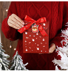In Stock Customized Snowflake Decor <strong>Christmas</strong> Holiday Supplies <strong>Gift</strong> Packaging Candy Box Portable Flip Cover Art Paper <strong>Bags</strong> - Product Image 3