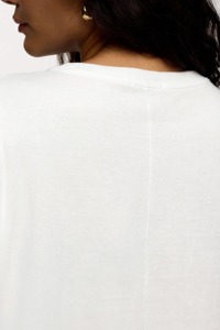 เสื้อยืดแขนสั้นสีขาวสำหรับผู้หญิง ผ้าฝ้าย คอกลม ทรงหลวม สไตล์มินิมอล ฤดูใบไม้ผลิ ฤดูร้อน ชุดลำลอง - Product Image 6