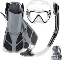 Lunettes de plongée en verre trempé ensemble de plongée en apnée ensemble de 3 pièces ensemble de flipper de plongée en apnée tube de respiration entièrement sec et palmes réglables