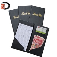 Porte-cahier de présentation pour restaurant, café, bar, en PVC/PU noir, avec logo doré, pour menu, facture, notes, bloc-notes
