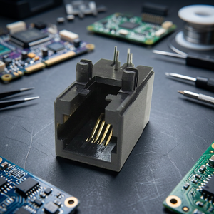 AWJ-144RDXX115-72 Right Angle Modular Jack <b>RJ45</b> Female 4P4C DIP Gold Contact UL94V-0 500 Cycles 1.5A Single Layer Connectors - Product Image 3