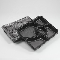 Boîte à lunch bento en plastique personnalisée, résistante au micro-ondes, 5 compartiments, jetable, pour emporter, contenant alimentaire