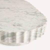 Table basse ovale moderne en marbre italien Calacatta blanc, table basse de salon