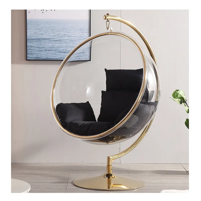 Golden Rvs Clear Bubble Swing Stoel Eero Ontwerp Goud En Zilver Ontwerp Fancy Opknoping Swing Ei Stoel