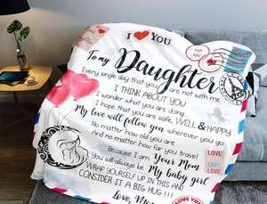 Manta de lana para mamá de hija, manta de mensaje personalizado con letras, correo aéreo, Navidad, franela de anime y <span class=keywords><strong>amor</strong></span> - Product Image 6