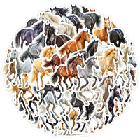 50 Autocollants Créatifs Animaux Graffiti Motif Cheval Adhésifs Étanche pour Décorations de Téléphones et Gobelets