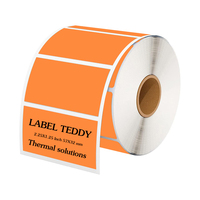 Etiquetas térmicas rectangulares de papel térmico TEDDY High de 2.25 x 1.25 pulgadas (57 x 32 mm), color naranja, 3 resistencias, rollo de 1000 hojas para códigos de barras