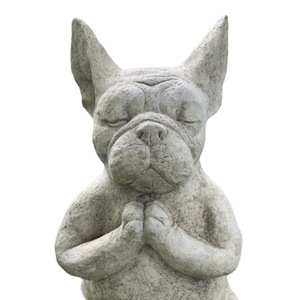 Sculpture en résine de chiot méditant à texture pierre <span class=keywords><strong>pour</strong></span> studio de bien-être et aménagement paysager de jardin - Product Image 2