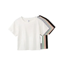 T-shirt en tricot à col rond pour femme, décontracté, à porter au quotidien, doux, respirant, léger, pull d'été, t-shirt personnalisé pour femme