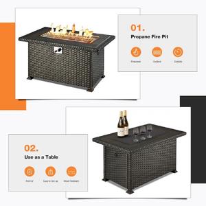 Mây đồ nội thất đa chức năng wicker lửa Pit bảng thiết lập ngoài trời Patio đồ nội thất thiết lập - Product Image 4