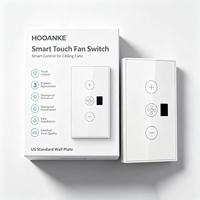 Interrupteur de commande de ventilateur Hooanke, norme américaine, non conforme à la norme de l'Union africaine / Interrupteur mural tactile intelligent WiFi.