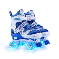 Patins à roulettes en ligne pour filles, débutants, à quatre roues, avec lumières, ensemble complet, double rangée, coque en maille PU, roulements 608z