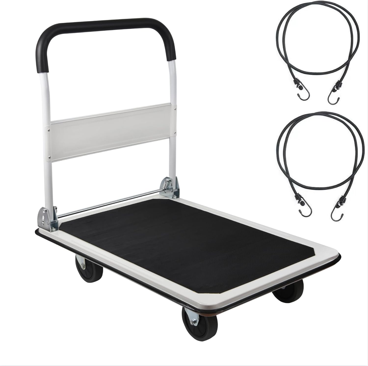 Heavy Duty Foldable Push Hand Cart 360 Degree Swivel Iron Wheels Steel Platform Truck Cart for Loading and Storage