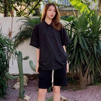 Summer New Streetwear 100% Cotton Unisex Plain Oversized Polo T Shirt Half Sleeve Turn Down Collar Plus Size Mens Polo Shirt