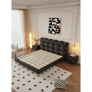 Style crème français moderne Simple petit appartement chat tissu à gratter <span class=keywords><strong>bois</strong></span> massif noir bouffant-<span class=keywords><strong>lit</strong></span> <span class=keywords><strong>Double</strong></span> rembourré - Product Image 3