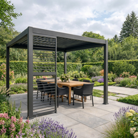 Outdoor Aluminium Gartenpergola mit Verstellbarem Dach Anthrazit 3 X 3 m