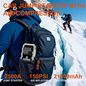 Arrancador de Coches y Compresor de Aire 2500A, Inflador de Neumáticos Automático de 150 PSI, Potenciador de <span class=keywords><strong>Batería</strong></span> de <span class=keywords><strong>Coche</strong></span> de Litio de 12V para Motores de Gasolina de 9.0L/Diésel de 6.5L - Product Image 6