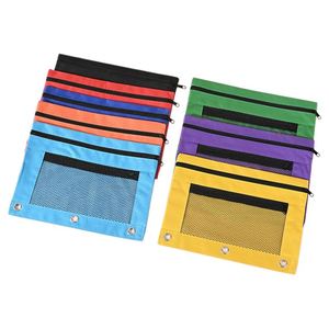 3 Ring Binder Pencil Pouch with Smooth Zipper clear Window Pencil case Big Capacity 3 Holes Pencil <b>Bag</b> Custom logo Printing - Product Image 2