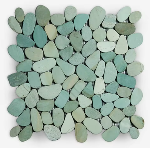 Mosaïque de galets gris naturels de Bali - Pierre naturelle d'Indonésie, pavés pour la décoration de parcs extérieurs, taille 3-5 cm, épaisseur 1 cm - Product Image 6