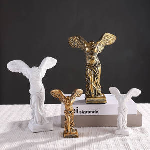 Suo Jun Sculpture en résine Déesse de la Victoire Style Européen Or Blanc, Ornement Artisanal Décoratif pour la Maison, le Salon et les Étagères - Product Image 1