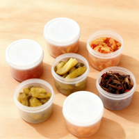 Plastieken voedselbewaarbak met schroefdeksel 200ml luchtdichte keuken bewaarpot saus soep delicatessenbak stapelbaar transparante set