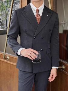 Traje de Negocios de 3 Piezas para Hombre, Cierre de Doble Botonadura, Pantalones con Cierre de Cremallera y Frente Plano, Diseño Transpirable, <span class=keywords><strong>Babu</strong></span> para el Lugar de Trabajo - Product Image 3