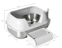 Kotak Pasir Kucing Stainless Steel Shenzhen Classic Tahan Lama, Ukuran Besar, Dapat Disesuaikan, Mudah Dibersihkan, Dilengkapi Sekop Plastik, Toilet Anak Anjing