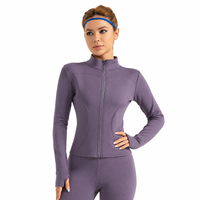 Veste de yoga en polaire pour femmes, taille XXL, doublée, fermeture éclair intégrale, col haut, extensible dans 4 directions, coupe ajustée, vêtements de sport pour la course à pied et l'entraînement