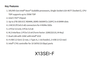 Placa Base para Servidor MBD-X13SEI-TF/F E-ATX con un Solo Socket LGA-4677 (SocketE) Intel C741, Compatible con DDR5, Nuevo, Entrega Rápida, Buen Precio - Product Image 4