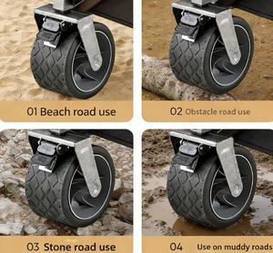 Wholesale <strong>Heavy</strong> <strong>Duty</strong> <strong>Folding</strong> Camping <strong>Wagon</strong> With Canopy All-Terrain Portable <strong>Beach</strong> Trolley With Rear Storage Pocket Big Wheels - Product Image 6