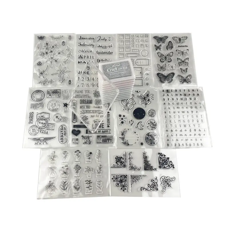 Vlinder Bloem Transparante Zachte Siliconen Pvc Acryl Clear Stempel Voor Scrapbooking Diy Ambachtelijke Kaart Maken Decoratie Briefpapier