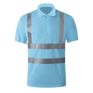 Gran oferta, camisa de manga corta de malla de poliéster 100% que absorbe la humedad con bolsillo, camisas reflectantes de seguridad, uniforme de trabajo, Polo - Product Image 4