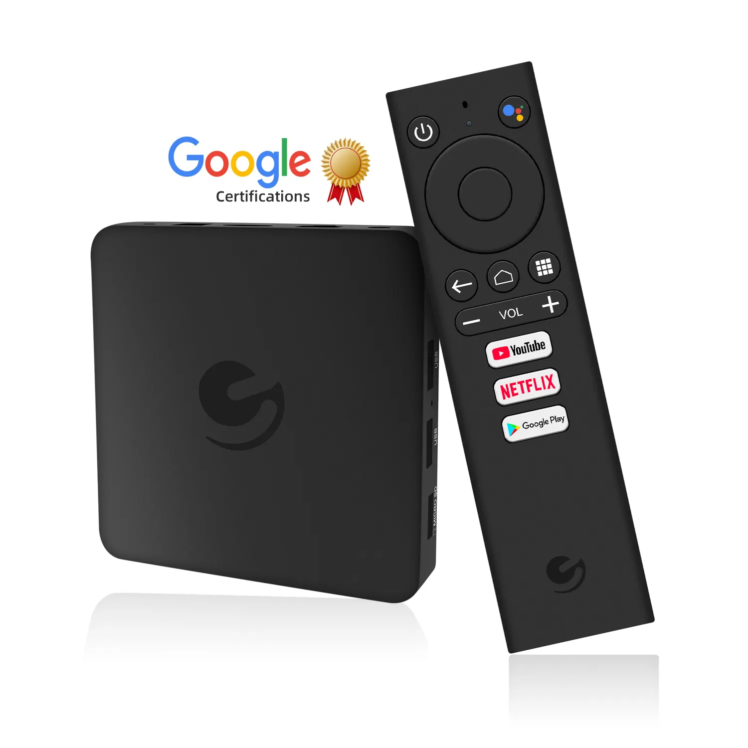 Ematic Google certified 4K 2.4G WiFi free download google play store smart Android TV box with voice control