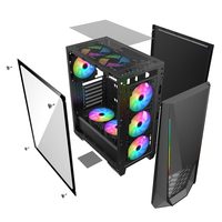 Dunao Nouvellement conçu T-Z5 ATX Desktop Tower RGB Gaming PC Case Verre trempé avec panneau RGB Window pour les joueurs