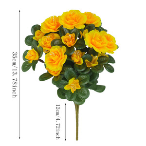 Xiaoyu Blumenkunst Künstliche Kamelien Seidenblumen Basisblume Innenraum-Gartendekoration 7-Zweigiges Rhododendron - Product Image 4
