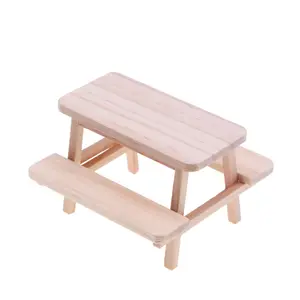 Doll House Miniature Dollhouse Decoration Mini Wooden wood connected table and chairs