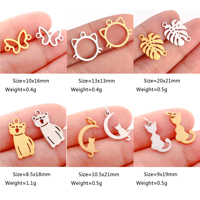 Mignon Animal Connecteur Pendentifs En Acier Inoxydable Trèfle Loup Abeille Amour Chien Lune Chat Charmes Personnalisable Collier Boucles D'oreilles Faire