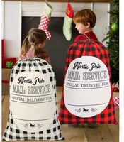 Sac de Noël en toile de grande taille, blanc, noir ou rouge à carreaux noirs, design élégant et artificiel pour Noël, vente en gros
