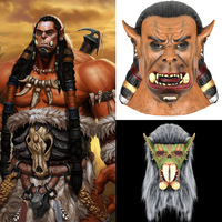 Durotan Style Warcraft Couvre-chef en latex de silicone Masque de fête d'Halloween pour Cos Dance Performance Costume Props