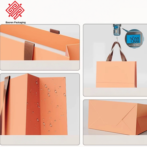 Sac de shopping en papier kraft Baoren avec votre propre logo, sac d'emballage en papier pour bijoux, sac cadeau de luxe recyclable en papier artistique - Product Image 5