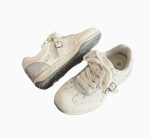 <span class=keywords><strong>Scarpe</strong></span> da ginnastica <span class=keywords><strong>bianche</strong></span> testurizzate retrò da <span class=keywords><strong>donna</strong></span>, sneakers casual basse e leggere alla moda - Product Image 1